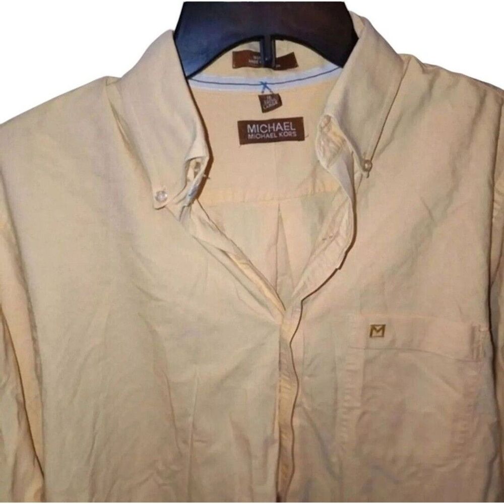 Michael Kors Men’s Shirt Size Large Yellow Long Sleeve Button Up